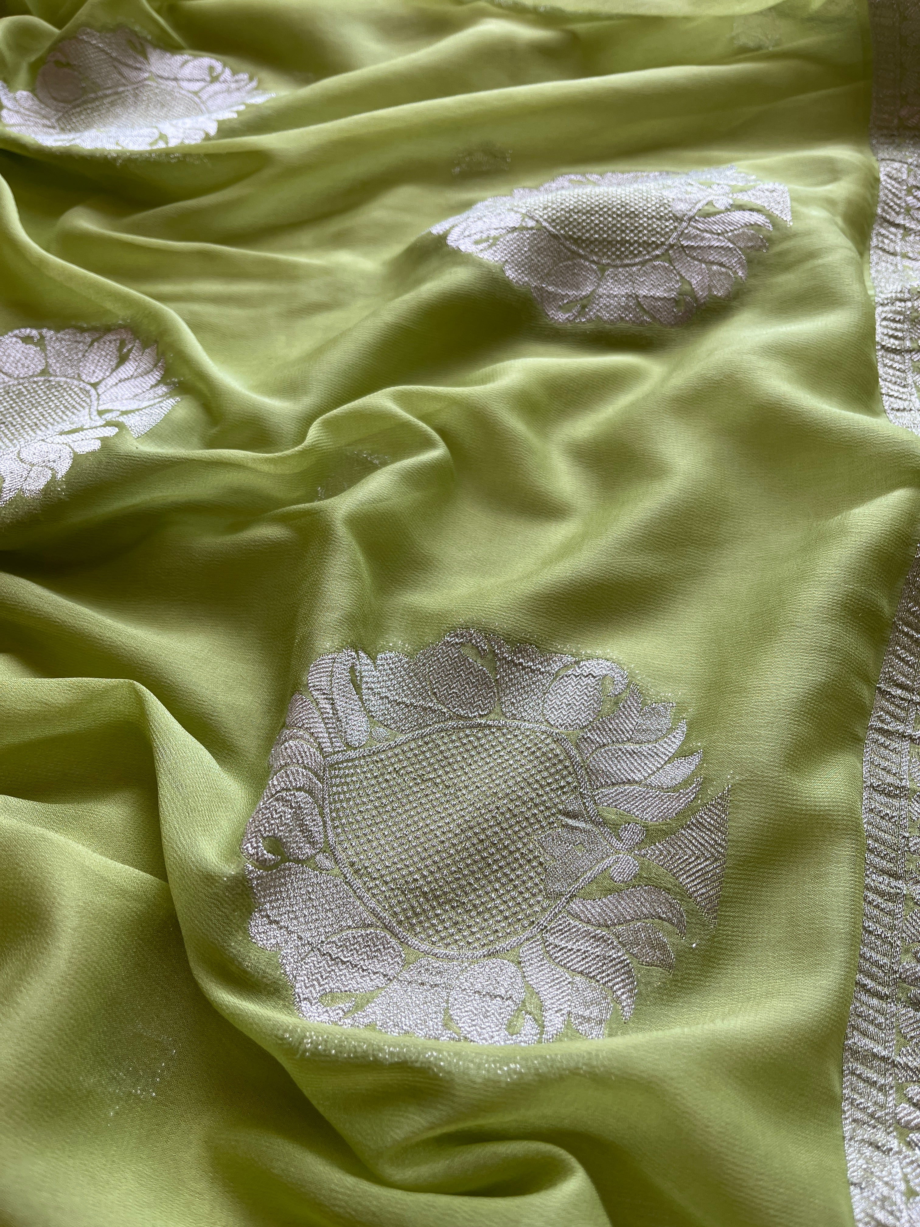 Green Chiffon Saree